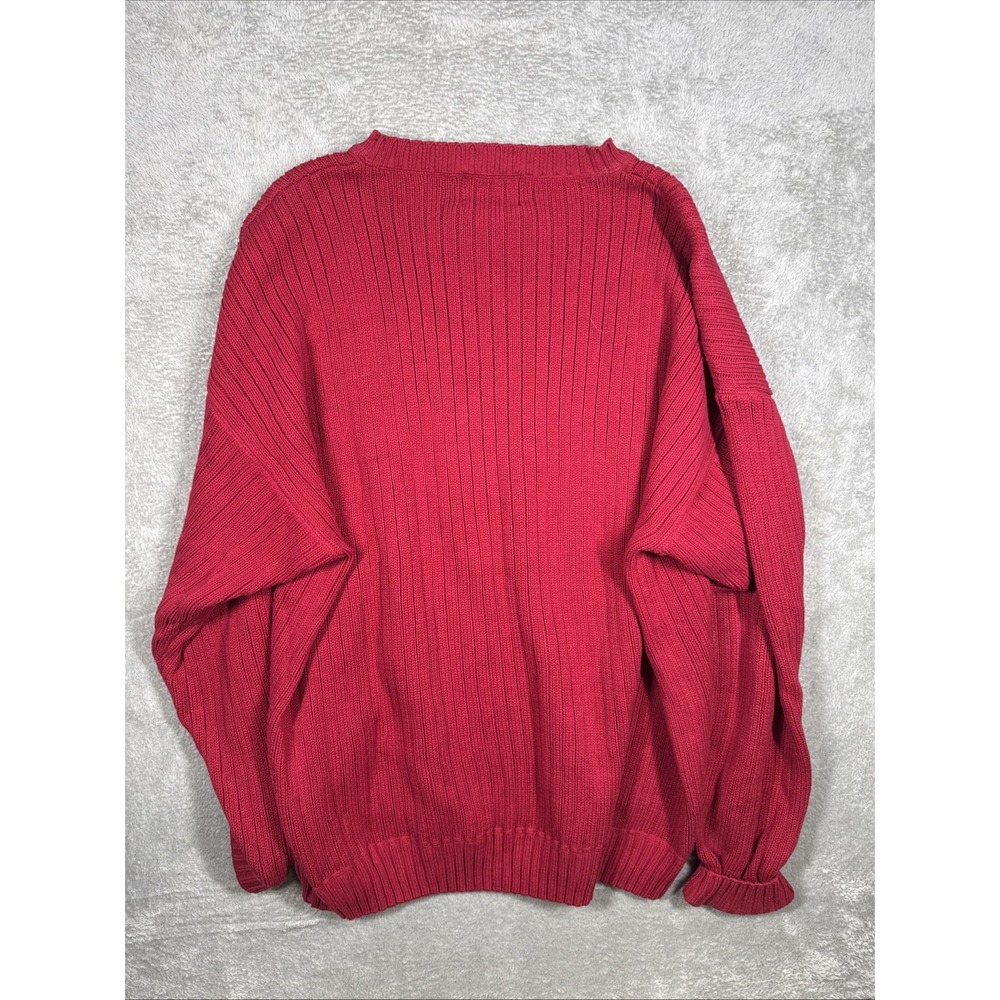 Ralph Lauren Chaps‎ Vintage 100% Wool Cable-Knit Crewneck Sweater Red Size XL - Picture 9 of 9